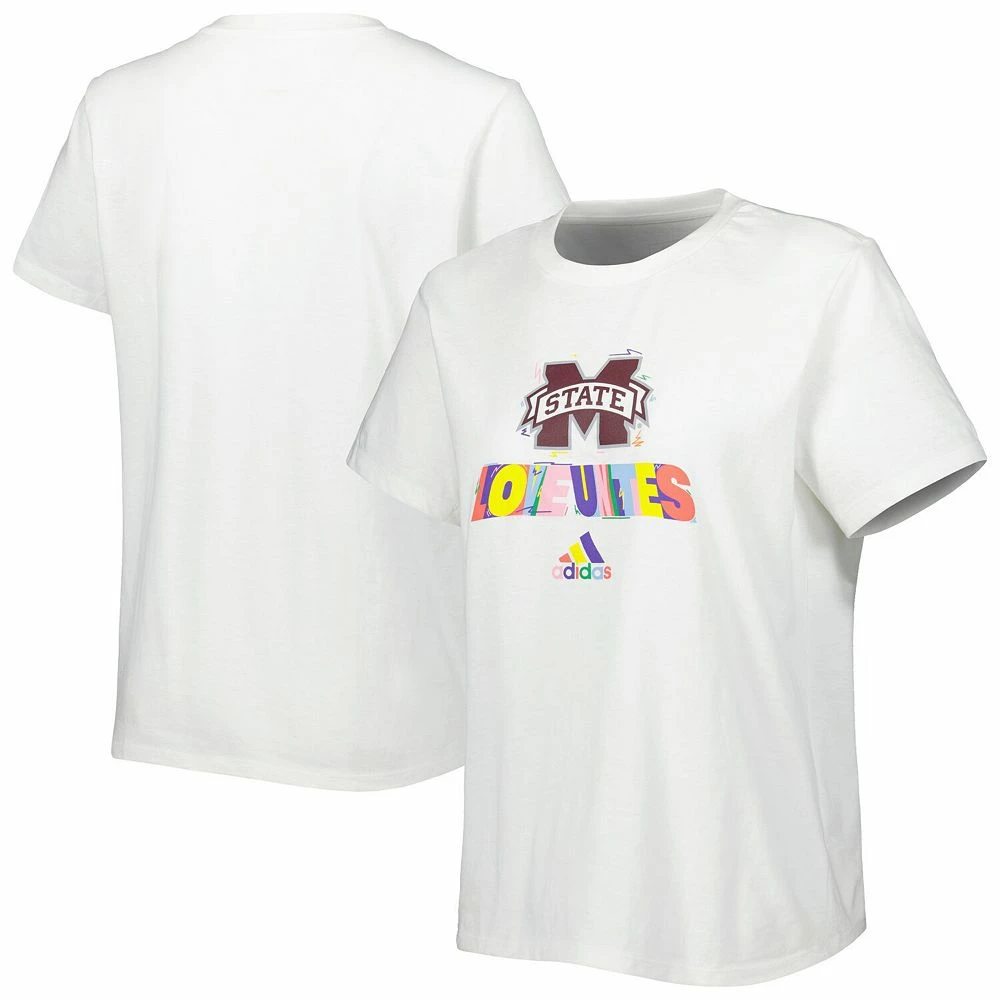 Women's adidas White Mississippi State Bulldogs Fresh Pride T-Shirt 1 Women's adidas White Mississippi State Bulldogs Fresh Pride T-Shirt