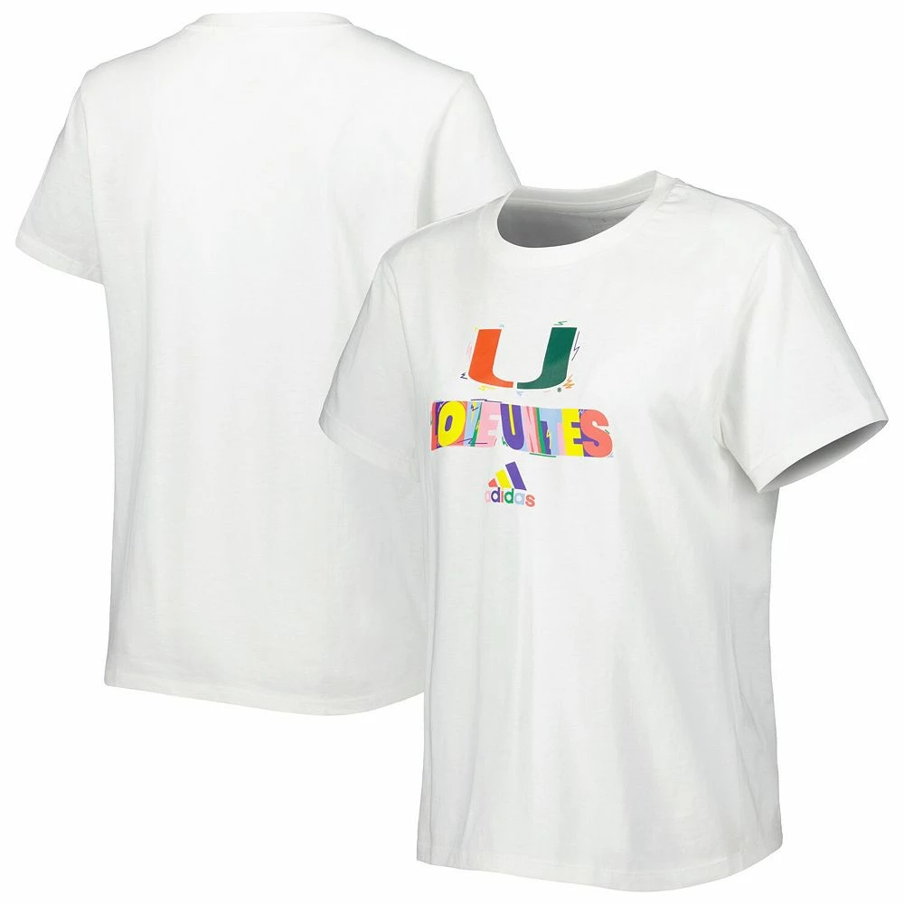 Women's adidas White Miami Hurricanes Fresh Pride T-Shirt 1 Women's adidas White Miami Hurricanes Fresh Pride T-Shirt