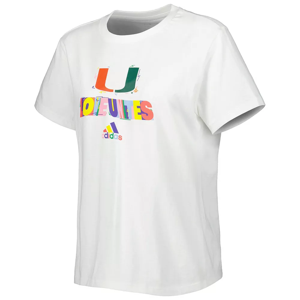 Women's adidas White Miami Hurricanes Fresh Pride T-Shirt 3 Women's adidas White Miami Hurricanes Fresh Pride T-Shirt - Image 3