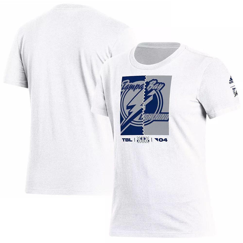 Women's adidas White Tampa Bay Lightning Reverse Retro 2.0 Playmaker T-Shirt 2 Women's adidas White Tampa Bay Lightning Reverse Retro 2.0 Playmaker T-Shirt - Image 2