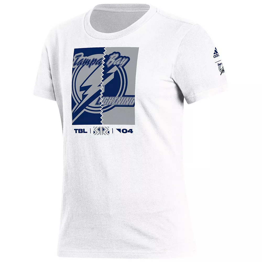Women's adidas White Tampa Bay Lightning Reverse Retro 2.0 Playmaker T-Shirt 3 Women's adidas White Tampa Bay Lightning Reverse Retro 2.0 Playmaker T-Shirt - Image 3