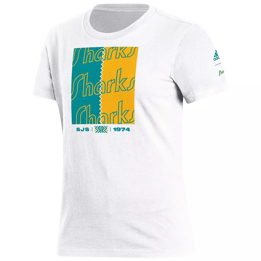 Women's adidas White San Jose Sharks Reverse Retro 2.0 Playmaker T-Shirt 3 Women's adidas White San Jose Sharks Reverse Retro 2.0 Playmaker T-Shirt - Image 3