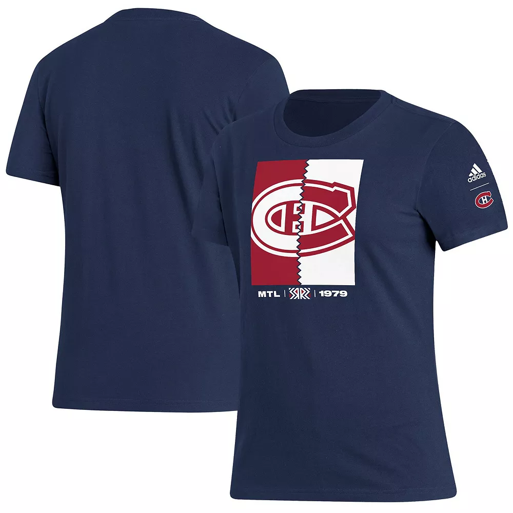 Women's adidas Navy Montreal Canadiens Reverse Retro 2.0 Playmaker T-Shirt 2 Women's adidas Navy Montreal Canadiens Reverse Retro 2.0 Playmaker T-Shirt - Image 2
