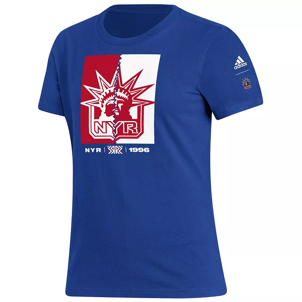 Women's adidas Royal New York Rangers Reverse Retro 2.0 Playmaker T-Shirt 3 Women's adidas Royal New York Rangers Reverse Retro 2.0 Playmaker T-Shirt - Image 3